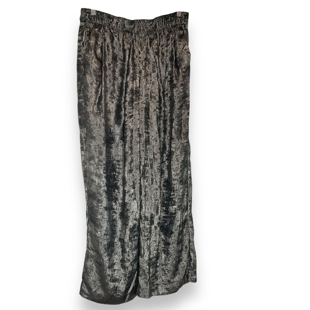Free People Wide Leg Velvet Pants in Charcoal